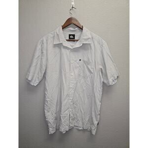 Quiksilver Shirt Plain Casual Minimal Surf Wear Gray Medium Summer Button Up